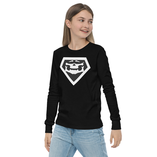 BBBAPB SUPERHERO- WHITE- Youth long sleeve tee